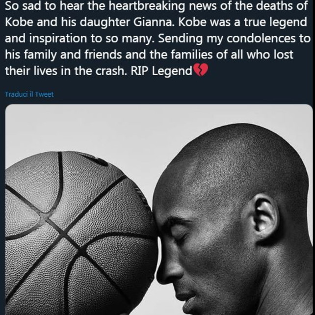 Lo sport &egrave; sotto shock per la scomparsa di Kobe Bryant