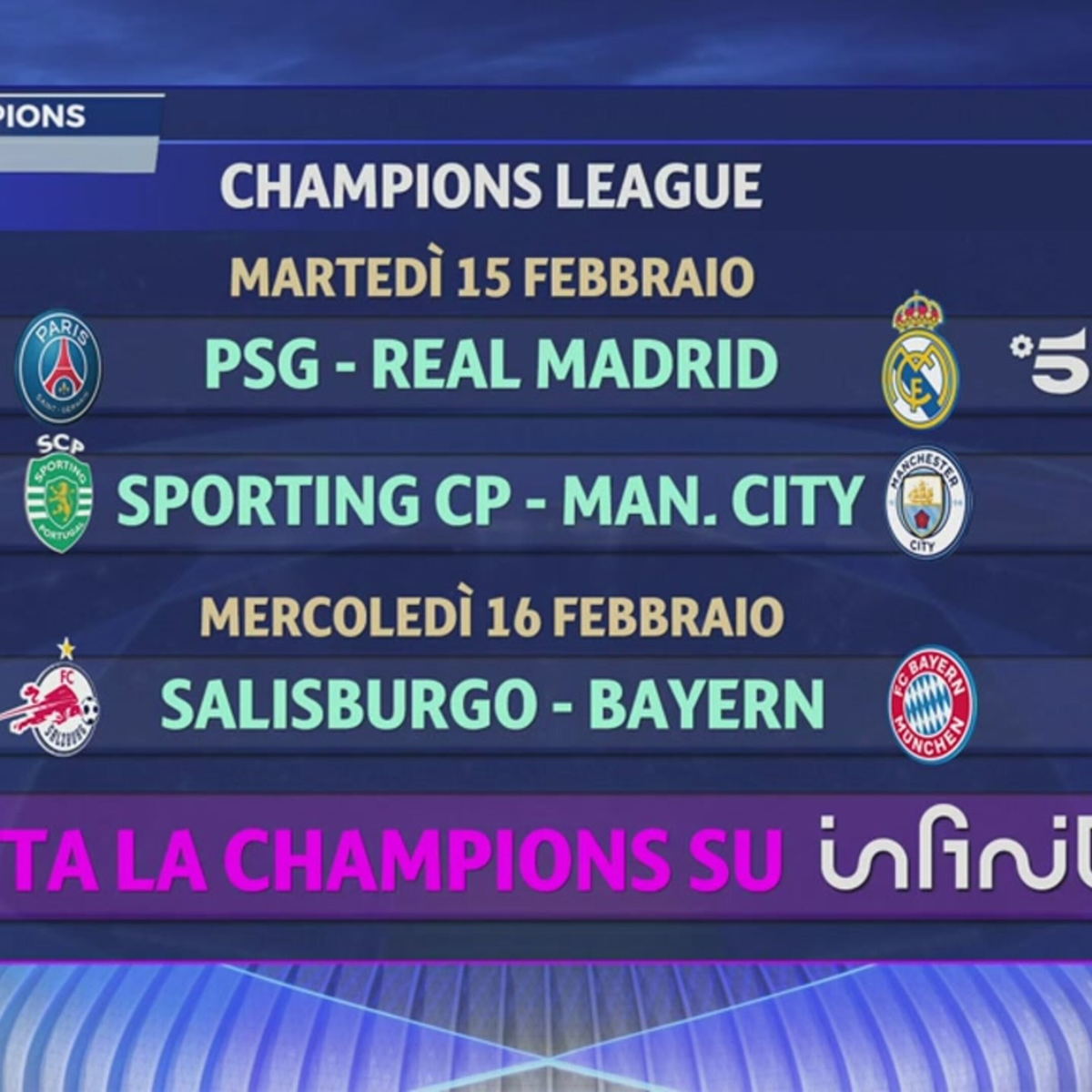 Domani è già Champions