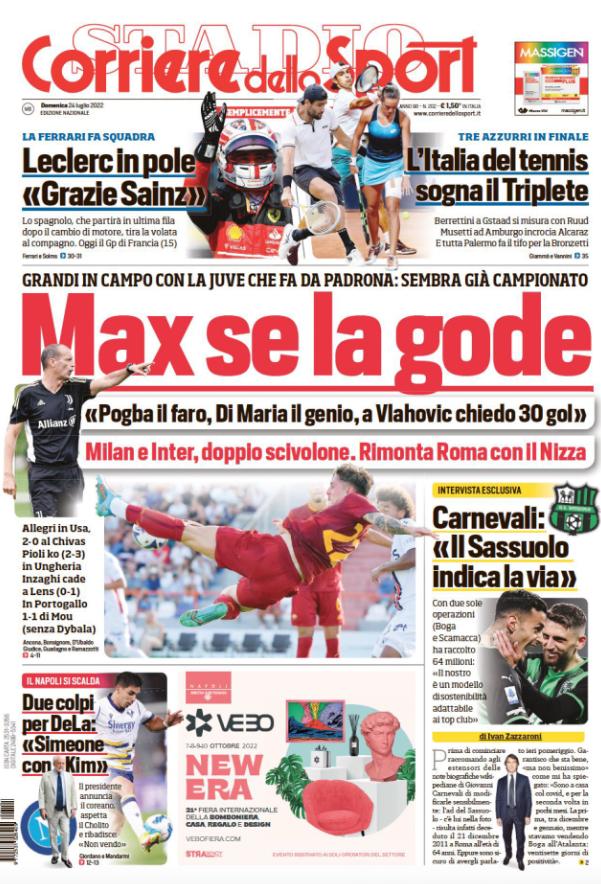 I giornali del 24 luglio