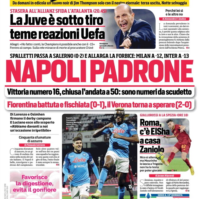 I giornali del 22 gennaio