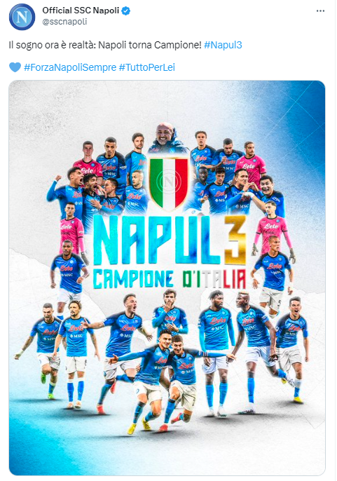 Napoli campione, i complimenti social: "Scudetto meritato"  - foto 1