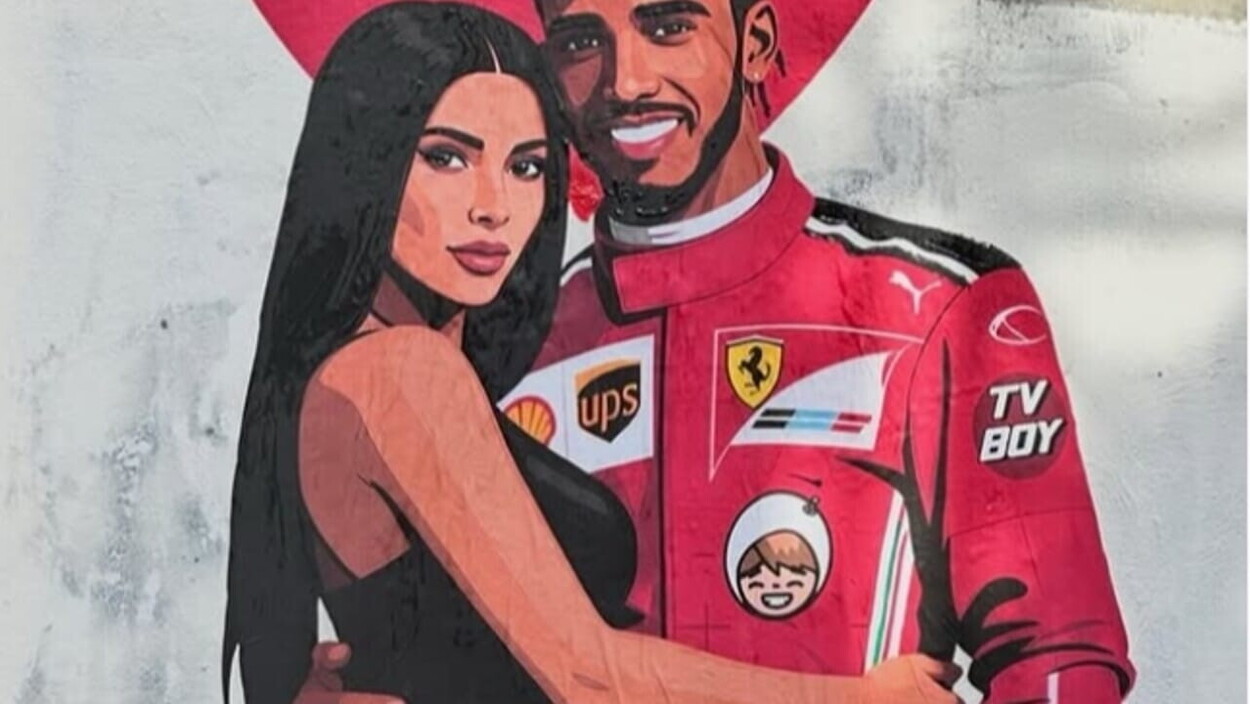 Un murales a Monza per Hamilton e Kim Kardashian