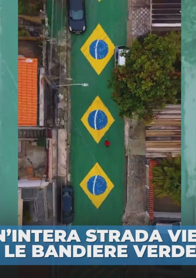 Brasile: strada dipinta con le bandiere del Brasile