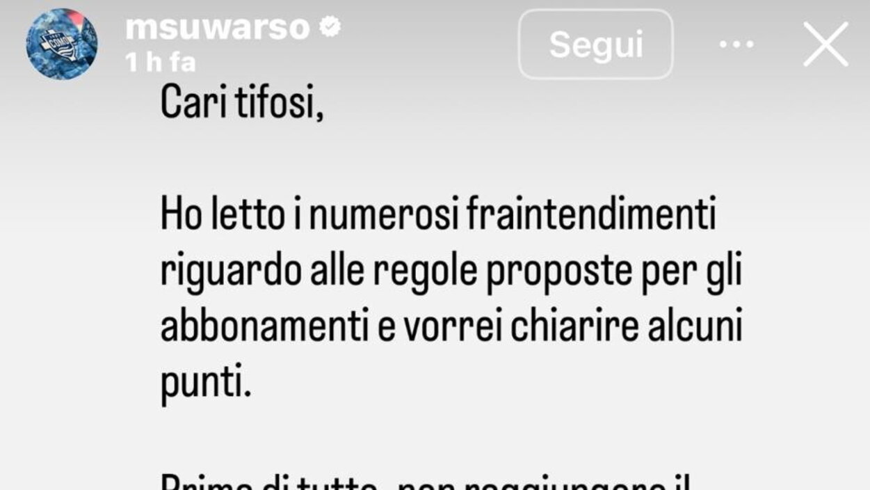 Il presidente del Como Suwarso spegne le polemiche sugli abbonamenti