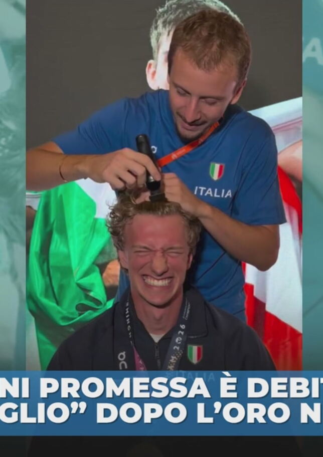 Nuova "acconciatura" per Lorenzo Benati dopo l'oro nella 4x400
