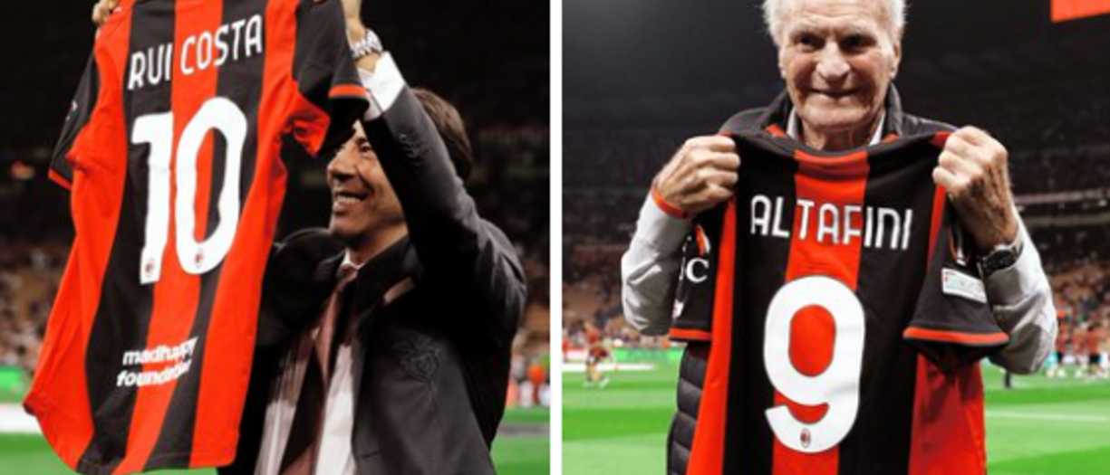 Milan, Rui Costa e Altafini celebrati prima del match col Benfica
