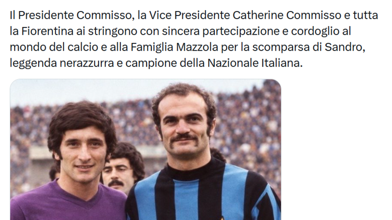 La Juve ricorda Mazzola: "Campione e gentleman del calcio italiano" | Le reazioni del mondo dello sport