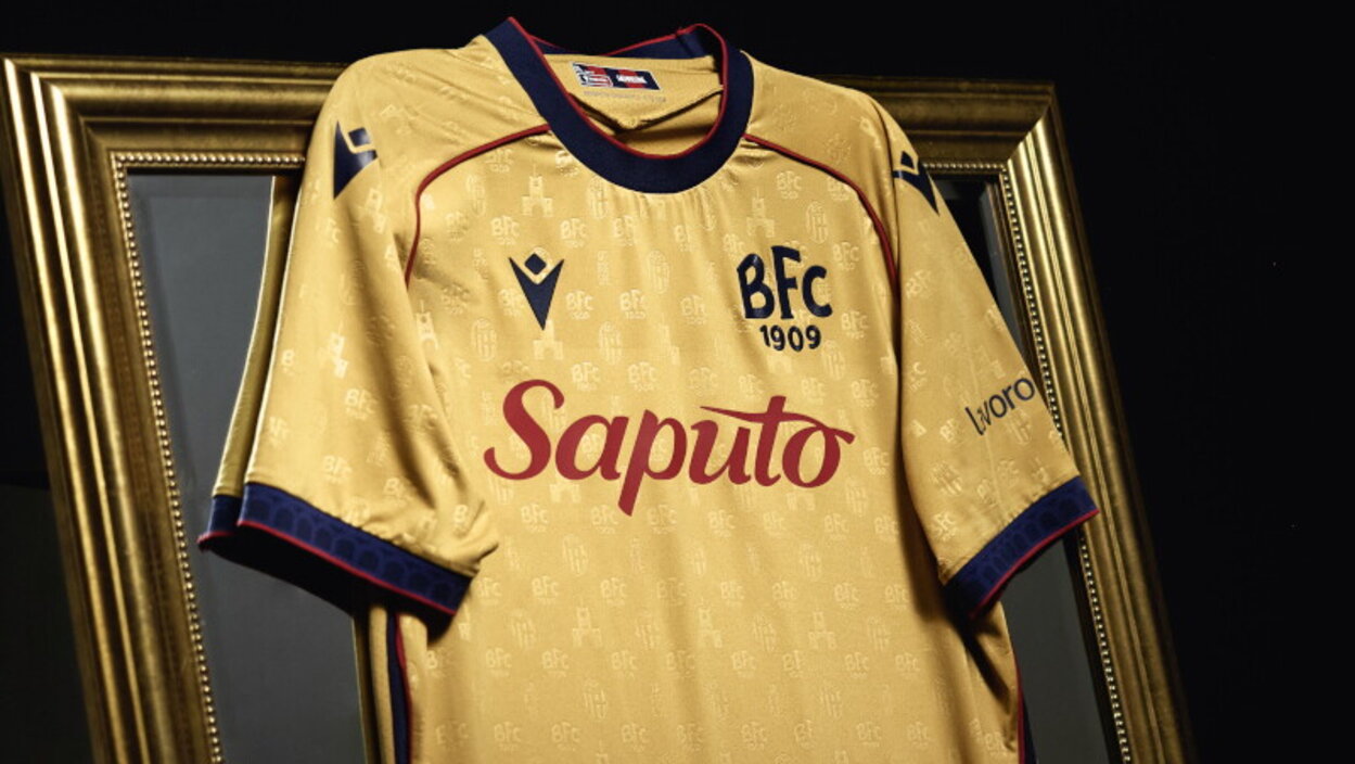 Bologna, terza maglia a tinte d'oro omaggio ai 100 anni del Dall'Ara