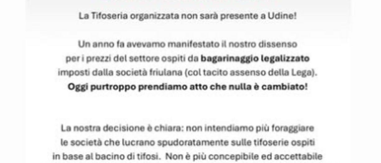Milan, la Curva Sud sarà assente a Udine: "La vergogna si ripete"